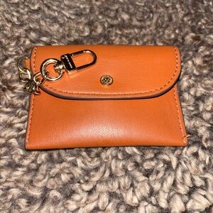 Ann Klein Elegant Tan Leather Coin & Key Holder